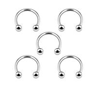 5PCS Stainless Steel Horseshoe Barbell 16g 1/2 12mm 3mm Ball Septum Nose Lip Tragus Earrings Eyebrow Piercing Jewellery 4936