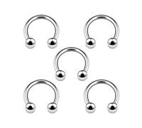 5PCS Stainless Steel Horseshoe Circular Barbell 14g 3/8 10mm 4mm Ball Lip Tragus Eyebrow Daith Piercing Jewellery 4938