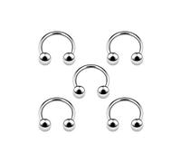 5PCS Stainless Steel Horseshoe Circular Barbell 18g 1/4 6mm 3mm Ball Tragus Daith Rook Earrings Helix Piercing Jewellery 4930