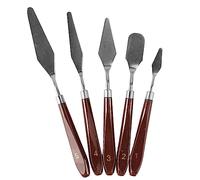 5PCS Stainless Steel Palette Knife Set, Painting Knife with Wooden Handle Color Mixing Scraper Smoothing Palette Blade for DIY Canvas Oil