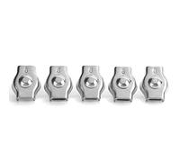 5PCS Stainless Steel Rope Clamp Simplex Wire Grip Clip High Precision Rust Proof Marine Hardware Fixation for Forestry Machinery and Hoisting Equipment (6MM)