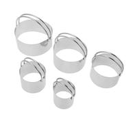 5pcs Stainless Steel Round Cake Shapes Set with Handle, Silver