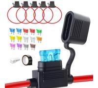 5Pcs Standard Inline Fuse Holder,12/16AWG, with 14 Pcs Fuses(2A 3An 5A 7.5A 10A 15A 20A 25A 30A 35A),Puller and Tapes for Car Truck Motorcycle