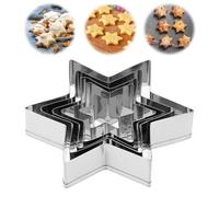 5Pcs Star Cookie Cutter Set, Mabor Mini & Large Stars, Stainless Steel Small Star Cutters for Scone Pastry Cake Biscuit Scone Holiday Baking Children’s Day
