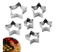 5Pcs Star Cutter, Stainless Steels Star Cookie Cutter Set, Small Cookie Cutters for Baking Pastry Set, Biscuit Cutters Cake Gingerbread Mince Pentagram Shaped Cookies Mould for Christma Foods Shapes