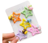 5pcs Star Hairclip Kids Colorful Epoxy Hair Barrettes Snap Clip for Side Hair