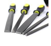 5Pcs Steel Files Set 6-10Inch Flat Round Triangle Square Semi-Circle Double Cut High Carbon Steel Hanging Hole for Woodworking Metal