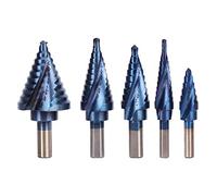 5Pcs Step Drill Set Triangle Shank Spiral Groove Plating Deburring Chamfering Tools High Speed Steel Inch Step Drill Set for Iron Plate Aluminum Plate PV Plate Insulation Plate