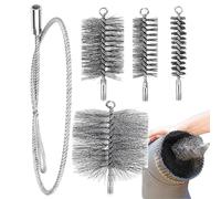 5pcs Stove Pipe Brush - Stainless Steel Burning 1m Steel Wire Stove Pipe Brush | Flexible Blockage Unclogger Fireproof Complete Tool For Dryers Boilers Grill Burner Fireplace Ash Buildup Removal