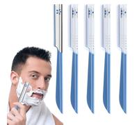 5Pcs Straight Edge Razor,Men's Beard Shaping Tool Beard Blade,Stainless Steel Eyebrow Razor Blade for Facial Hair Fuzz, Beard Razor Replacement for Travel Grooming Styling