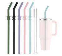 5pcs Straw Replacement for Hydro Flask Travel Tumbler 40oz, Reusable BPA Free Silicone Straws and Cleaning Brush for Hydro Flask Water Bottle Accessory Parts (5 Colors)