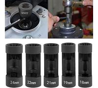 5pcs Strut Nut Socket 18mm 19mm 21mm 22mm 24mm with 12 Point 1/2" Drive, Suspension Strut Nut Socket Tool Easy Remove Strut Nuts