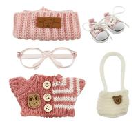 5Pcs Stylish Doll Clothes for Vinyl Plush Toy Doll Handcrafted Crochet Miniature Accessories Set Cute Dolls Cloth Puppet Cloth Set Stylish Enduring Puppet Dress Sets for 17cm Dolls Exquisite(Pink)