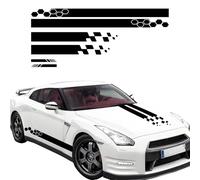 5PCS Stylish Racing Stripes Sticker Set, Car Hood Decal Body Side Stripe Rearview Mirror Bumper Stickers, Waterproof Vinyl Decal Decor Exterior Car Accessories for Sport Racing Truck Vehicles