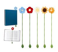 5pcs Sunflower Bookmark for Women, 5 Styles Crochet Flower Bookmarks Personalized Handmade Daisy Knitted Curtain Tie Car Pendant Gift for Book Lover Teacher