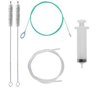 5pcs Sunroof Drain Cleaning Tool, 3m Flexible Long Pipe Cleaner with 2 Clean Brush 1 Syringe 1 Syringe Hose, Drain Brush Tube Cleaner, Snake Unblocker Clean Kit Clearing Car Sunroof Trunk Wiper Holes