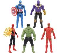 5pcs Superheroes, Action F-igures, Party Supplies, Cake Topper, Superhero F-igures, For Hulk Iron Man Action F-igures. Thanos C-aptain A-merica, Cupcake Fingurines