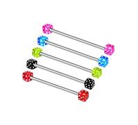 5Pcs Surgical Steel 14g industrial barbell piercing Piercing Jewelry 4mm Black Blue Green Pink Red UV Dice More Choices, Stainless Steel, no gemstone
