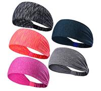 5PCS Sweatbands Sports Headbands Wicking Stretchy Head Wrap Ideal for Yoga/Cycling/Running /Fitness Exercise Head Sarf Pullover for Women and Men