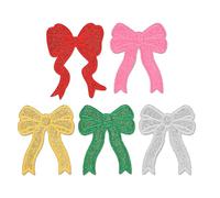 5pcs Sweatshirt Side Bow Patches, Glitter Bow Iron on Patches Cute Bow Sequin Applique Sew On Patches Embroidered Bow Patches for DIY Hoodies Clothes Jeans Jackets Hats Bags Clothing