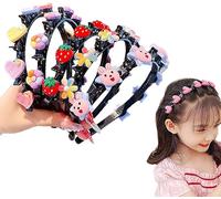 5PCS Sweet Princess Hairstyle Hairpin, Double Layer Headbands with Clips Twist Plait, Cute Fashion Hair Hoops Double Bangs Hairpin Headbands for Women Girls