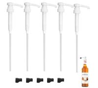 5Pcs Syrup Pump 1 Litre Set, Aesthetic Coffee Syrup Pump with Tip Cover Included, Durable Coffee Syrups Pumps, Practical Suitable for Most Bottles with a Height of Up to 28 Centimeters