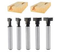 5PCS T-slot Router Bit Set by 1/4 Inch Shank Keyhole Router Bit Set Woodworking Cutters T-track Slotting Bit (Cutting Diameter:5/16",3/8",1/4",1/2",14mm)