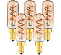 5Pcs T6 Led Dimmable Bulb Candelabra E14 Tubular Spiral Edison Filament Lamp 220V 3W Equivalent 25W Chandelier Retro Decorative Light