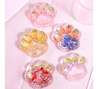 5Pcs Taba Squishy Cat Paw Squeeze Toys, 2.75in Handmade Fruit Cat Paw Squishy Stress Relief Squishies for Adults , Cute Pink Clear Fidget Sensory Toy Suitable for Party Favors Novelty Things Gift