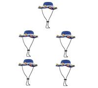 5pcs Tassel Hat Dog Cowboy Hat Mini Sombreros Mini Hat Cat Hat Fringe Outfit Fashion Sombrero Hat Dog Hat for Small Dogs Woven Hat Delicate Dog Hat Dog Hats Blue
