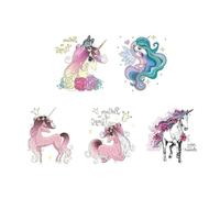 5Pcs Tattoo Stickers Watercolor Flowers Horse Waterproof Temporary Body Art Makeup Tatouage Temporaire