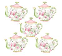 5Pcs Teapot Balloon | Giant 31 Inch Teapot Foil Balloons | Pink Green Let's Par Tea Balloons | Tea Party Decorations | Garden Tea Paty Decoration | Lets Par-Tea Baby Shower Tea Party Birthday Décor