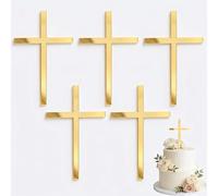 5Pcs Thin Acrylic Cross Cake Topper, Holy Communion Christening Confirmation Cake Decorations, First Holy Communion Cross Decor for Baby Shower Baptism Party