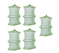 5pcs Three Ring Fishing Keep Net Nylon Mesh Cage | Green Quick-drying Design Helps Prevent Escapes, Suitable for Bait Collectors and Crabbers at Docks or Piers