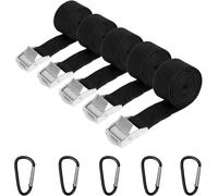 5Pcs Tie Down Straps, Heavy Duty Tensioning Belt, Adjustable Mini Ratchet Straps 2M, 25mm Lashing Strap with 4 Carabiner Clip for Cargo, Motorcycle, Trucks, Trailer, Luggage, Quick Release (Black)