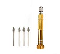 5pcs Tile Grout Cleaning Tool Set, Aluminum Alloy Seam Remover with Emery Bits for Deep Stain Removal on Floor and Wall Tiles, Safe for All Surfaces, Yellow