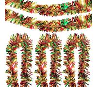 5Pcs Tinsel Garland,Tinsel Garland Juneteenth Decorations 79'' Long Metallic Twist Red Green Golden Garland Hanging Juneteenth Garland for Black History Month