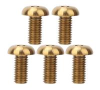 5Pcs Titanium Alloy Bicycle Water Bottle Cage Bolts, Disc Brake Screws M5*10/M5*12, High Strength TC4 Titanium with PVD Coating, Lightweight Durable Bolts for Bike Accessories, Col (M5*10 gold)