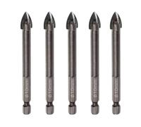 5pcs Titanium-Coated Masonry Drill Bits - Concrete, Ceramic Tile Triangle Tip Drill Bits with 1/4" Hex Shank for Mirror, Tile, Brick and Concrete Block (10mm Diameter)