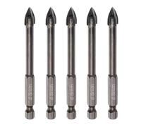 5pcs Titanium-Coated Masonry Drill Bits - Concrete, Ceramic Tile Triangle Tip Drill Bits with 1/4" Hex Shank for Mirror, Tile, Brick and Concrete Block (8mm Diameter)
