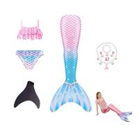 5pcs Toddler Swimming Costume With Bracelet Necklace Earrings Set Glittery Clothing, Ideal For Pool And Sea,O-130