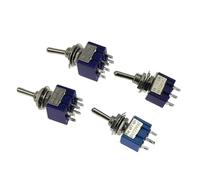 5Pcs Toggle Switch ON-OFF/ON-OFF-ON 3/6 Pin 2/3 Position Latching MTS-102 103 202 AC 125V/6A 250V/3A Power Button Switch Car(102)