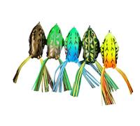 5pcs Topwater Fishing Lures Rubber Artificial Bait for Bass Snakehead | Swimming Action, Freshwater Open Water Use, Rubber Build, Helpful Tool for Bass and Snakehead Random Color