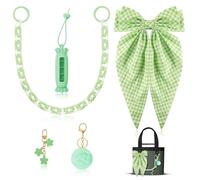 5PCS Tote Bag Accessory Set, Decorative Bow, Candy Lipstick Holder, Flower Charms & Acrylic Chain & Pom Pom Ball Compatible with YETI Camino 20/35/50 Carryall, Bogg Bag Charms for Women