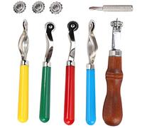 5Pcs Tracing Wheel Set, Leather Groover Leather Craft Tools for Spacing Hand Sewing Marking Tool DIY Crafts, Alloy Saddle Stitching Groover