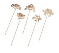 5PCS Traditional Chinese Styles Hairpin Hair Ornament Metal Flower Hair Stick For Ancient Costume Women Dressingup Props