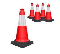 5Pcs Traffic Safety Cone PPC with PVC Base | 30" - 75 CM Road Safety Cone with Reflective | High Visibility Red Traffic Cone | Portable Wind Resistant Traffic Cone with Black Base
