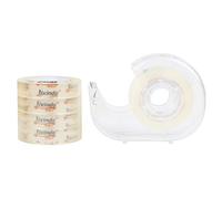 5pcs Transparent Adhesive Tape with Dispenser Stationery Clear Hand-teared Single-Sided Sticky Typo for Office Home Handcraft Art