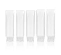 5pcs Travel Bottles for Toiletries, Translucent Travel Size Squeeze Tube Refillable Toothpaste Dispenser Bottles Containers for Shampoo Lotion Face Wash Cream, Leak-Proof