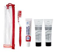 5pcs Travel Essentials Toiletry Bags for Women & Men - Holiday essentials inc travel toothbrush, mini toothpaste, 30ml mini shampoo conditioner set, 30ml Shower Gel, Clear travel bags for flying